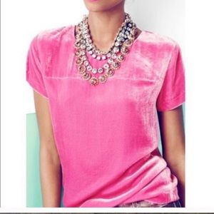jcrew hot pink velvet shirt